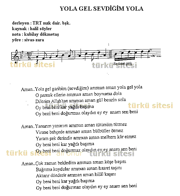 Yola Gel Sevdiim Yola (U.H.)